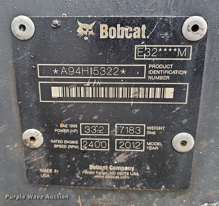 image for item OJ9112 2012 Bobcat E32 mini excavator