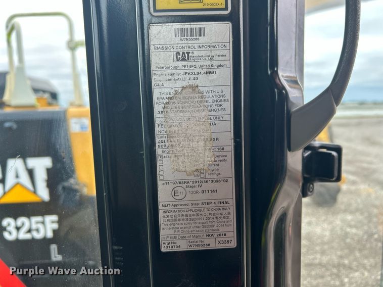 image for item YA0039 2019 Caterpillar 325F L excavator