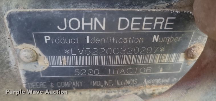 image for item DQ3807 2003 John Deere 5220 tractor with Brouwer sod harvester