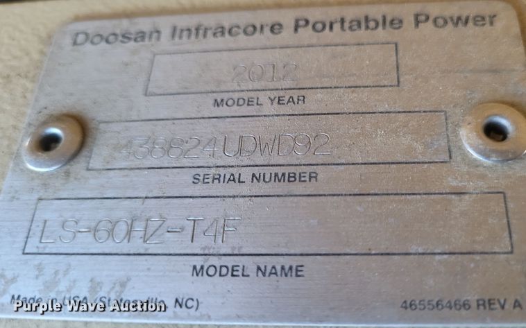 image for item DS5143 2012 Doosan LS-60HZ-T4F light plant