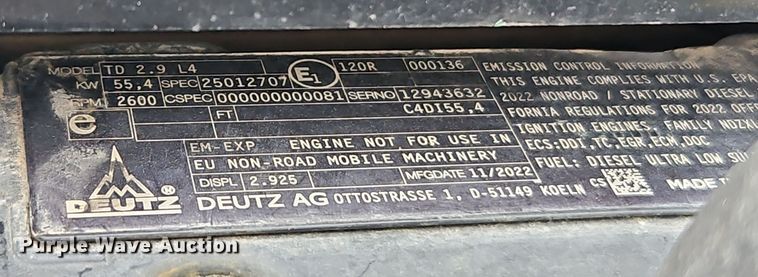 image for item DT7576 2023 Premier 6612T-RP-TD2.9 irrigation pump