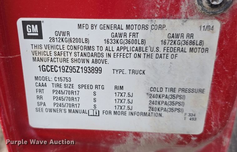 image for item DV0077 2005 Chevrolet Silverado 1500 Ext. Cab pickup truck