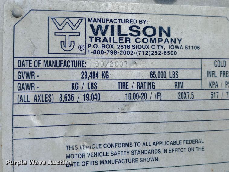 image for item DW0949 2008 Wilson  DWG-550WB live bottom trailer