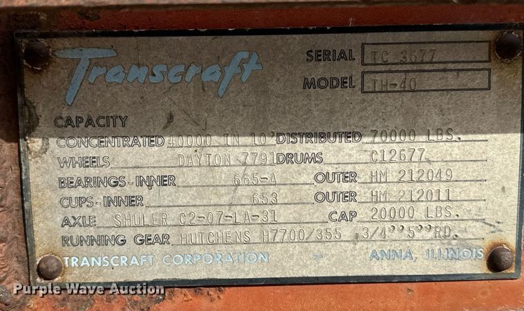 image for item EG9987 1972 Transcraft TH-40 flatbed trailer