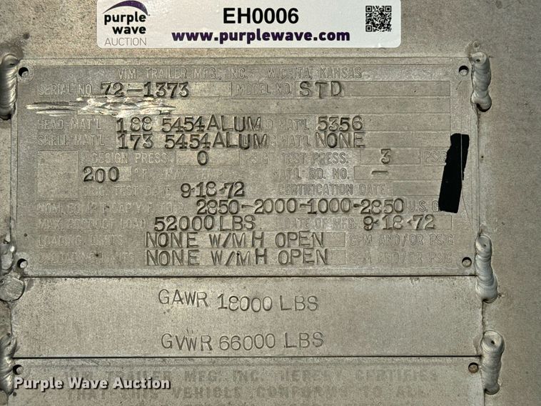 image for item EH0006 1972 VIM STD tank trailer