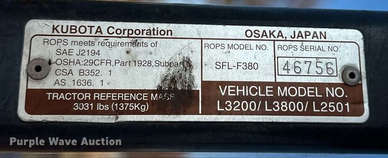 image for item EJ5192 Kubota L2501D MFWD tractor
