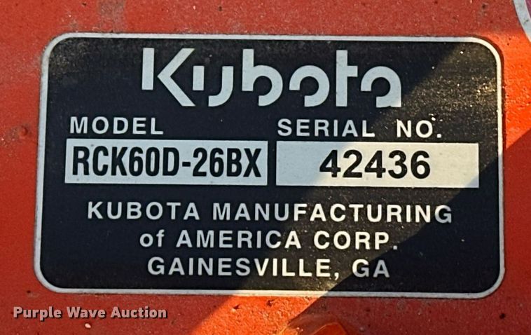 image for item EJ5196 2021 Kubota RCK60D-26BX mower deck