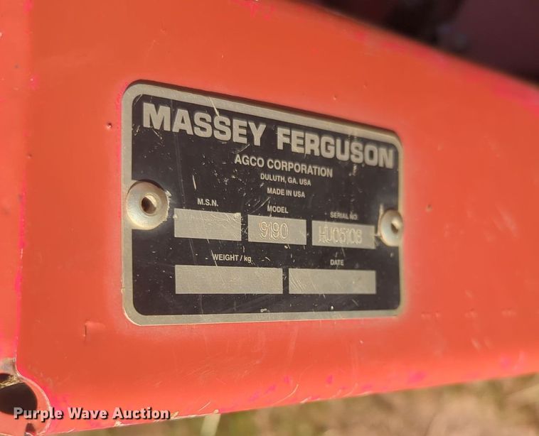 image for item ER4569 Massey Ferguson 9190 swather / windrower head