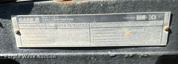 image for item MS9816 2001 Case MX240 MFWD tractor