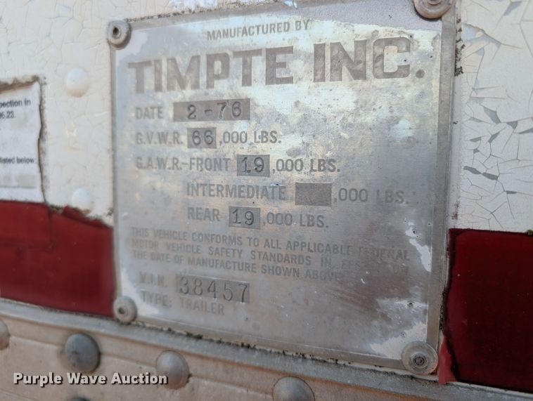 image for item ZA0516 1976 Timpte grain trailer