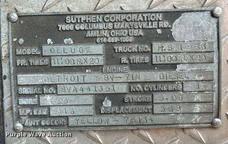 image for item DO0037 1986 Sutphen Deluge pumper fire truck