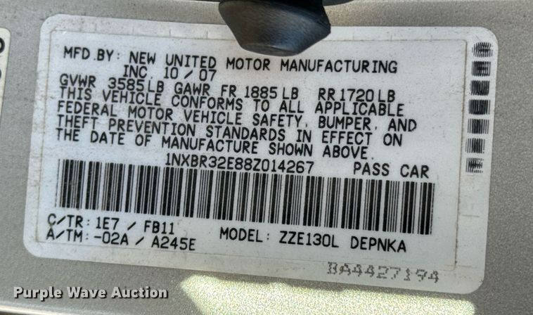 image for item DO0049 2008 Toyota Corolla 