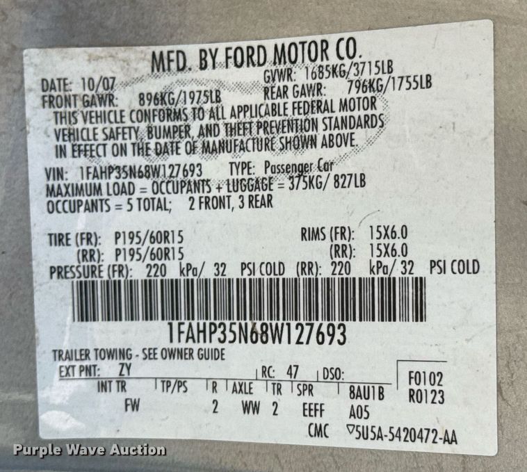image for item DO0053 2008 Ford Focus 