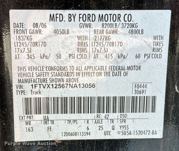 image for item DO0054 2007 Ford F150 SuperCab pickup truck