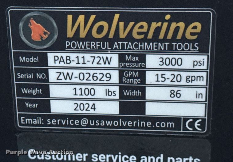 image for item DO0557 2024 Wolverine PAB-11-72W skid steer broom