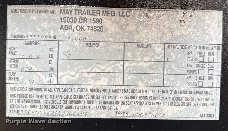 image for item DO7669 2005 May equipment trailer
