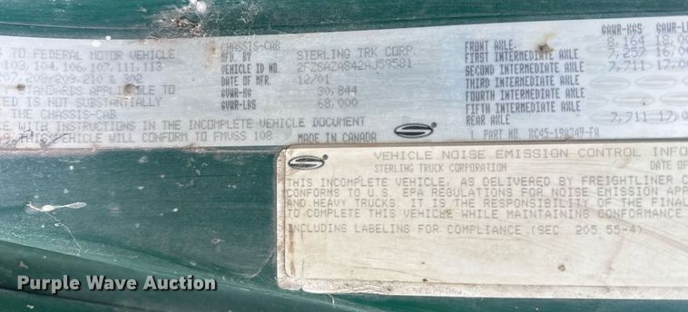 image for item DO7681 2002 Sterling LT9500 flatbed truck