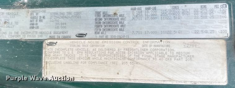 image for item DO7681 2002 Sterling LT9500 flatbed truck