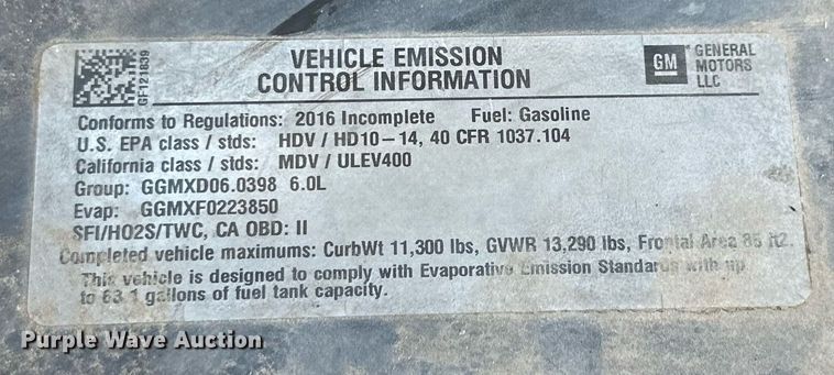 image for item DP5981 2016 Chevrolet Silverado 3500HD pickup truck cab and chassis