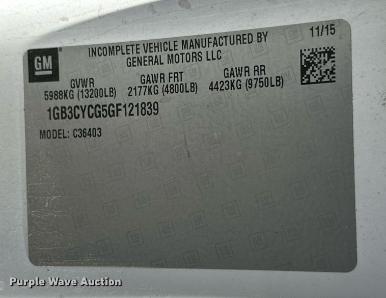 image for item DP5981 2016 Chevrolet Silverado 3500HD pickup truck cab and chassis