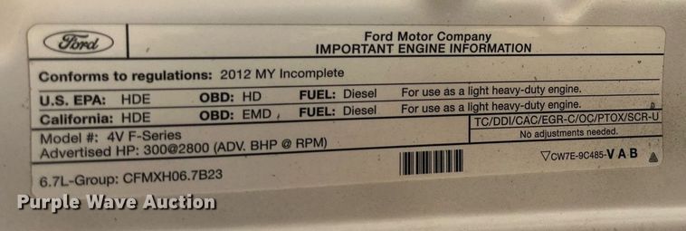 image for item DP6019 2012 Ford F450 Super Duty utility / service truck