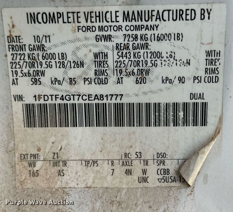 image for item DP6019 2012 Ford F450 Super Duty utility / service truck