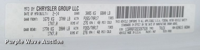 image for item DQ3822 2014 Dodge Ram 1500 Quad Cab pickup truck