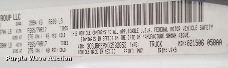 image for item DQ3823 2013 Dodge  Ram 1500 pickup truck