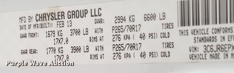 image for item DQ3823 2013 Dodge  Ram 1500 pickup truck