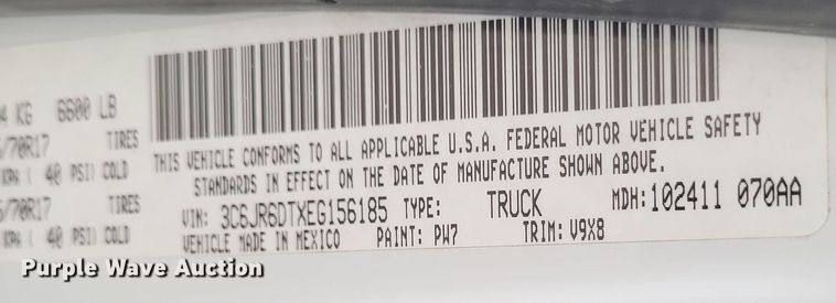 image for item DQ3827 2014 Dodge  Ram 1500 pickup truck