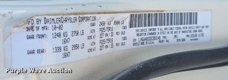 image for item DQ5335 2003 Jeep Grand Cherokee Laredo SUV