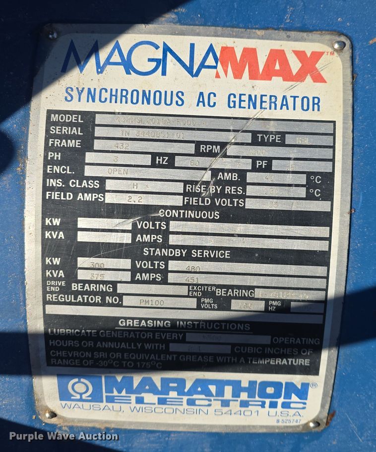 image for item DQ5337 Marathon Electric Magna Max 432RSL2018A-F000W generator
