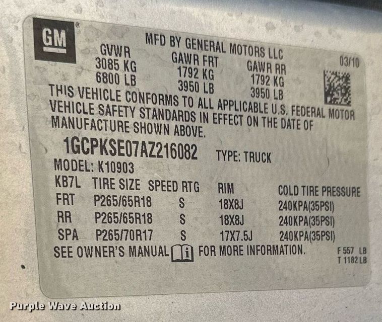 image for item DQ6525 2010 Chevrolet Silverado 1500 pickup truck