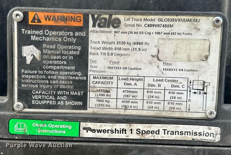 image for item DQ6531 Yale forklift