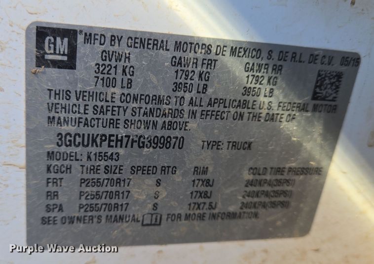 image for item DT5369 2015 Chevrolet Silverado 1500 Crew Cab pickup truck