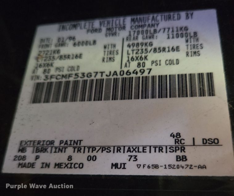 image for item DT5376 1996 PaceArrow Vision RV