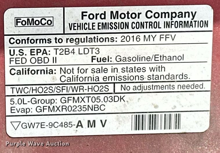 image for item DT6531 2016 Ford F150 SuperCrew pickup truck