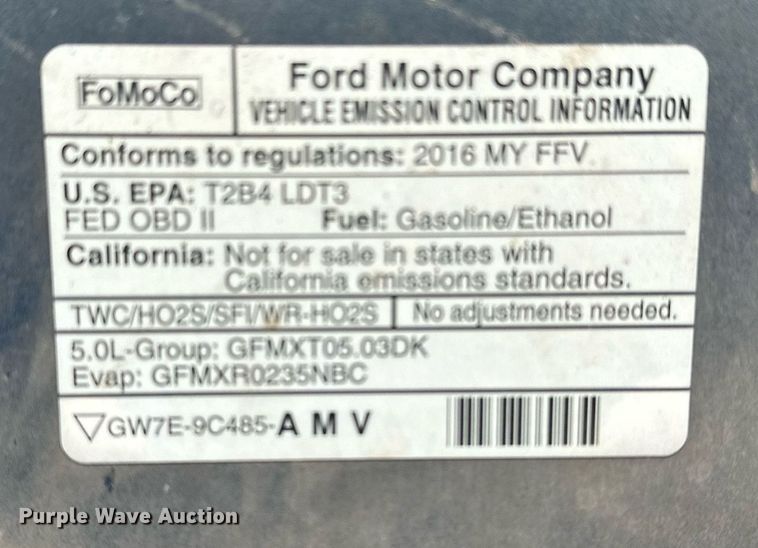 image for item DT6536 2016 Ford F150 SuperCrew pickup truck