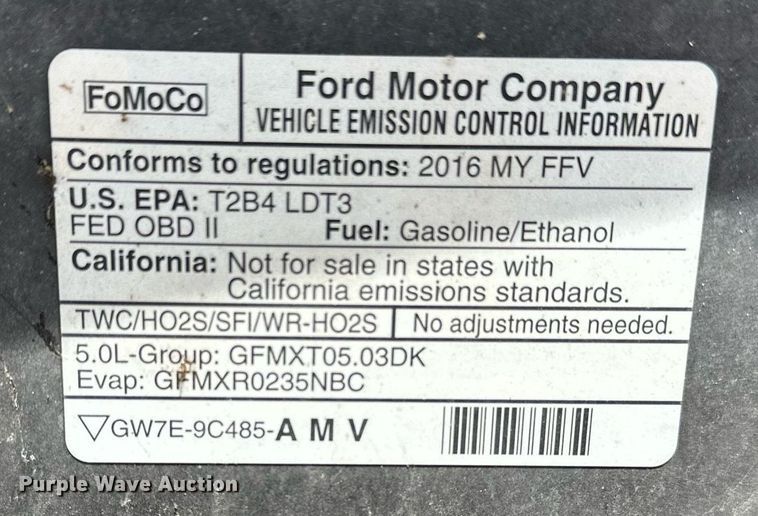 image for item DT6543 2016 Ford F150 SuperCrew pickup truck