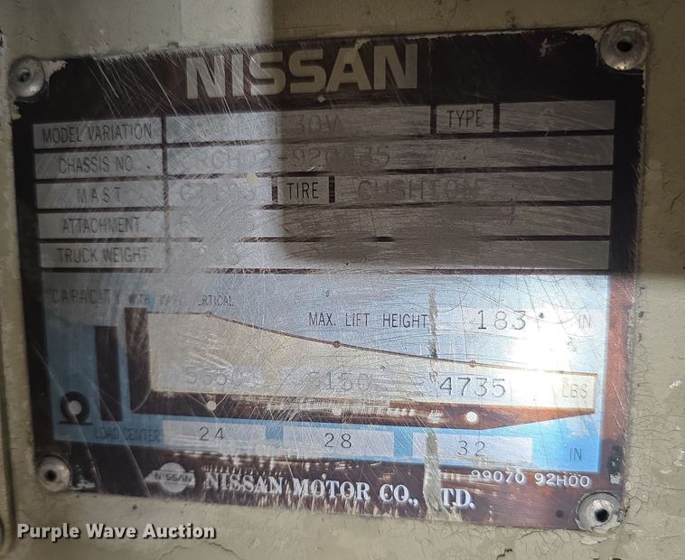 image for item DV0150 Nissan CEGH02F30V forklift