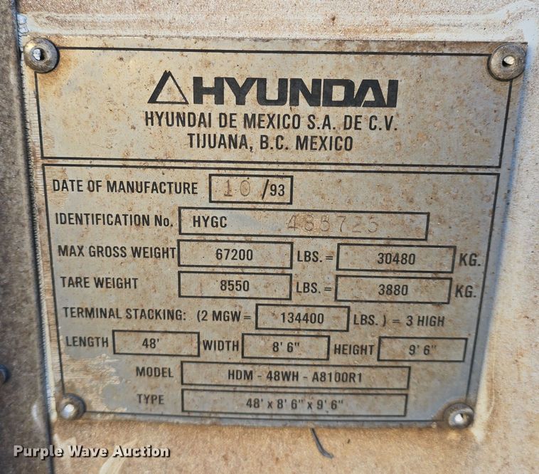 image for item DV0174 1993 Hyundai HDM-48WH-A8100R1 storage container