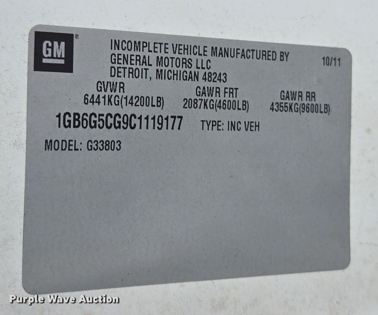 image for item DW1753 2012 Chevrolet Express 4500 utility/ service van