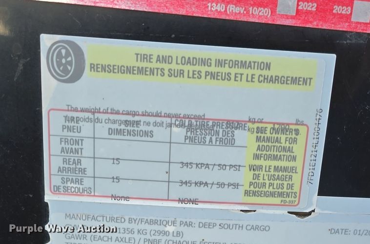 image for item DW3911 2020 Deep South Cargo enclosed cargo trailer