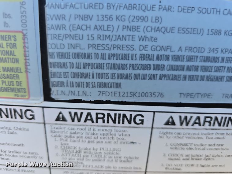 image for item DW3912 2019 Deep South Cargo enclosed cargo trailer