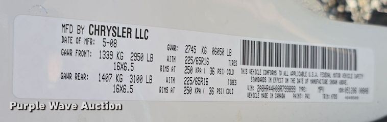 image for item DW3997 2008 Chrysler Town & Country van