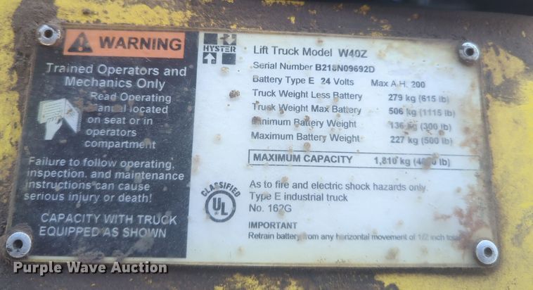 image for item DW5047 Hyster W40Z pallet jack