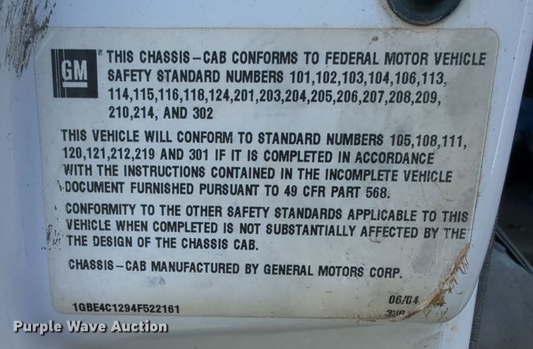 image for item DW5060 2004 Chevrolet C4500 box truck