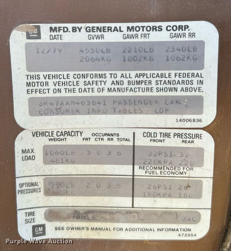 image for item DX3707 1980 Oldsmobile Cutlass Supreme  