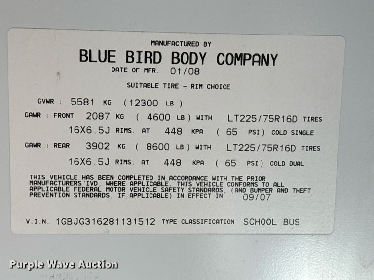 image for item DX3837 2008 Chevrolet Express G3500 school bus