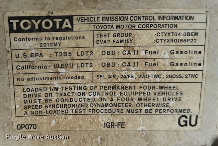 image for item DX3885 2012 Toyota Tacoma Double Cab pickup truck